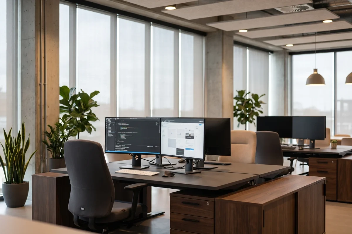 Runic & Co ofisi — geliştirme ekibinin modern çalışma alanı