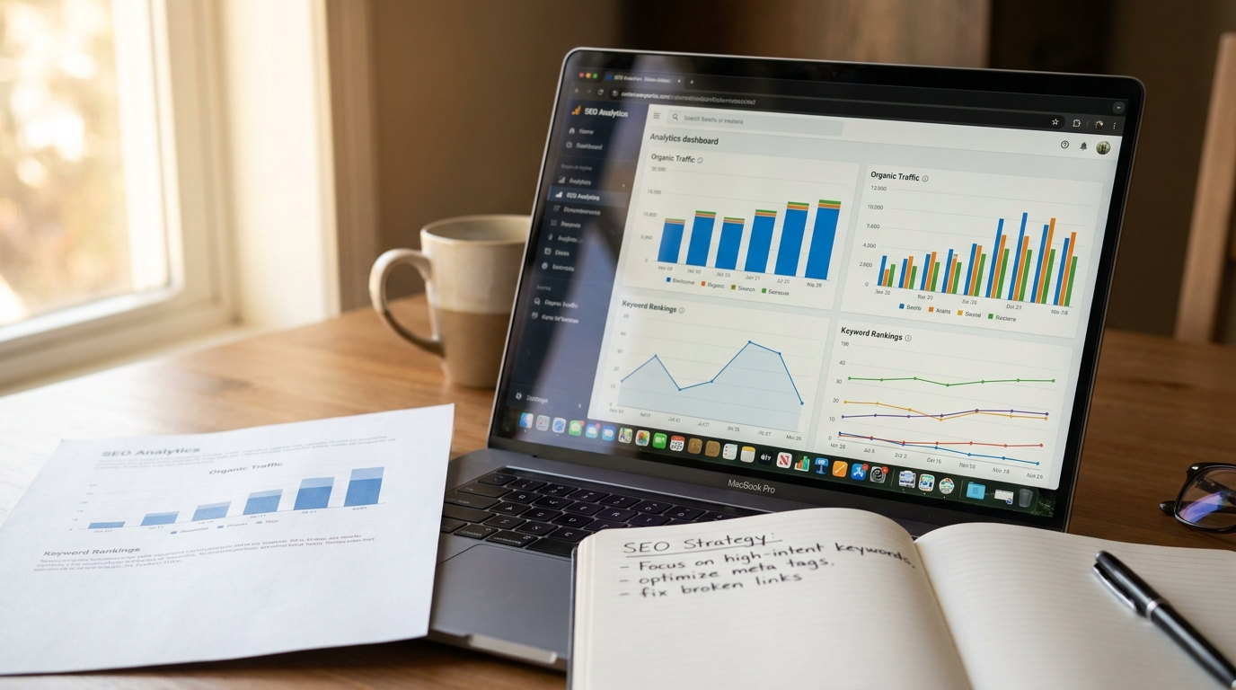 Rakip sitelerin SEO stratejisi analizini gösteren grafikli analitik panel görseli