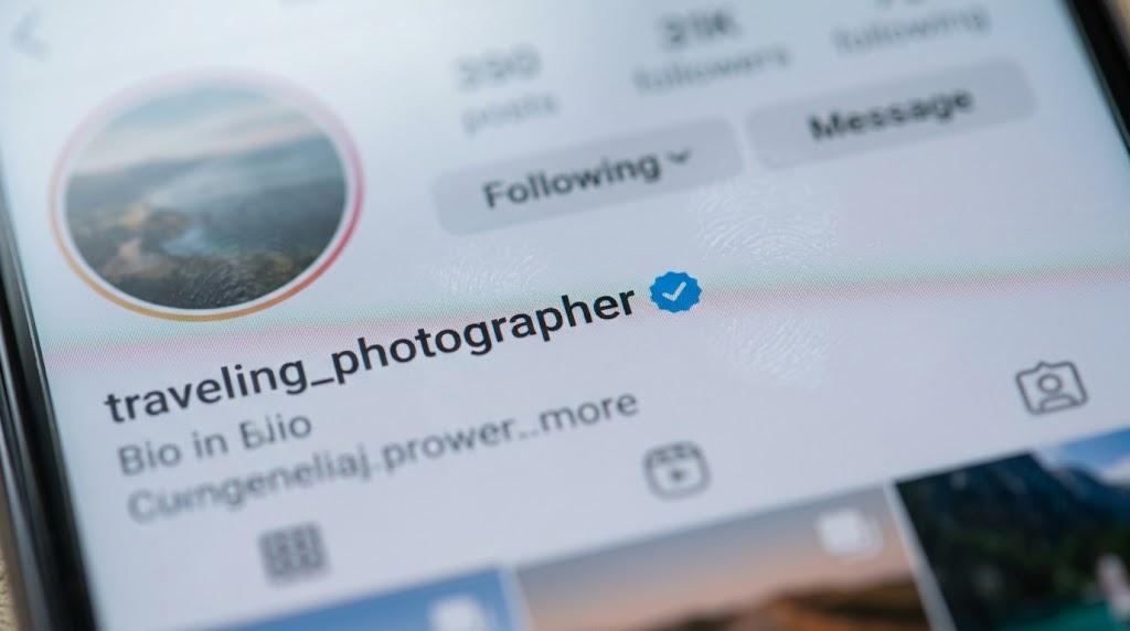 Instagram'da mavi tik nasıl alınır sorusunu yansıtan, kullanıcı adı yanındaki doğrulama rozeti yakın çekimi