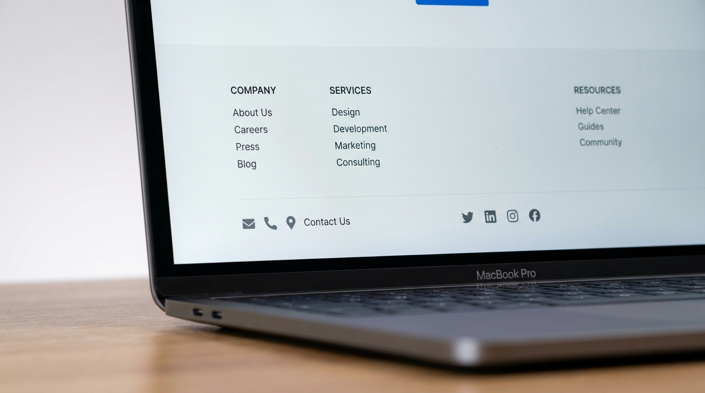 Web sitesi footer bölümünün ekran görüntüsünü gösteren tasarım detay görseli
