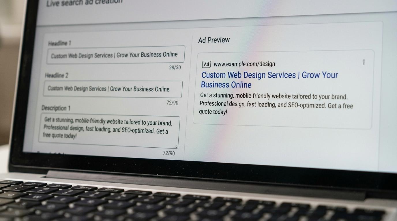Google Ads nedir ve nasıl reklam verilir sorusunu yansıtan, canlı reklam önizlemesi gösteren ekran